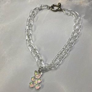 Handcrafted acrylic teddy bear necklace - Waterproof